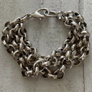 Silver metal link bracelet